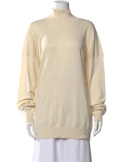 Pre-owned The Row Silk Mock Neck Sweater In Neutrals