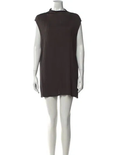 Pre-owned The Row Silk Mock Neck Top In Brown