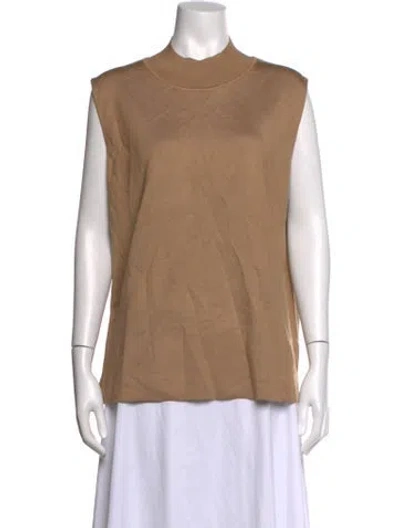 Pre-owned The Row Silk Mock Neck Top In Neutrals