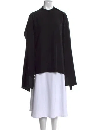 Pre-owned The Row Silk Mock Neck Tunic In Black