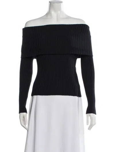 Pre-owned The Row Silk Off-the-shoulder Sweater In Black