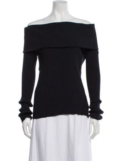 Pre-owned The Row Silk Off-the-shoulder Sweater In Blue