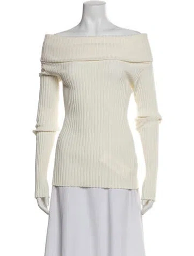 Pre-owned The Row Silk Off-the-shoulder Sweater In White