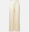 The Row Silk Satin Straight Pants In White