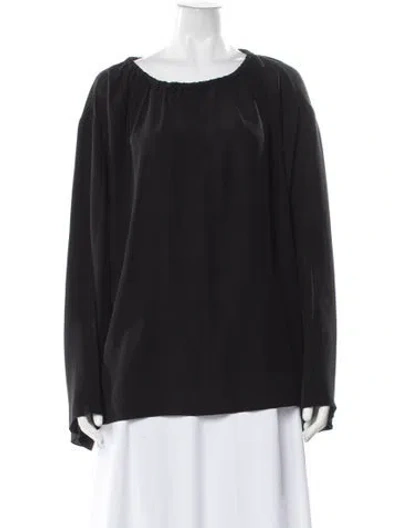 Pre-owned The Row Silk Scoop Neck Blouse In Black
