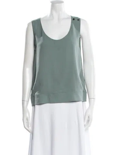 Pre-owned The Row Silk Scoop Neck Top In Green