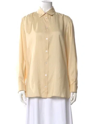 Pre-owned The Row Silk Striped Button-up Top In Neutral