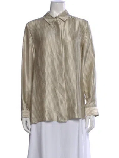 Pre-owned The Row Silk Striped Button-up Top In Neutral