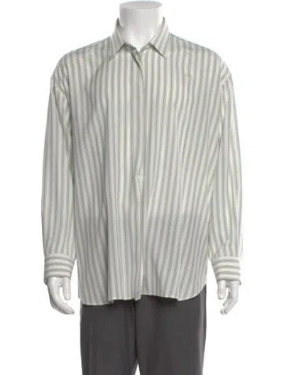 Pre-owned The Row Silk Striped Dress Shirt In White