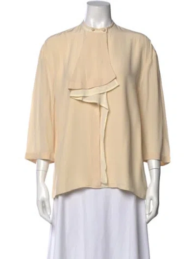 Pre-owned The Row Silk Three-quarter Sleeve Blouse In Neutral