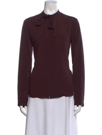 Pre-owned The Row Silk Tie Neck Blouse In Burgundy