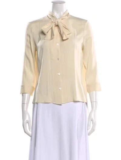 Pre-owned The Row Silk Tie Neck Blouse In Neutral