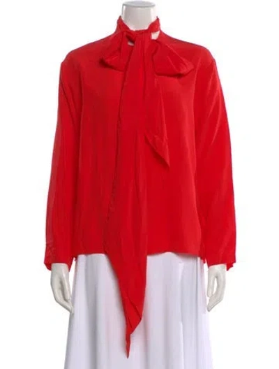 Pre-owned The Row Silk Tie Neck Blouse In Red