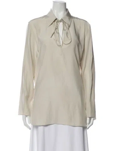 Pre-owned The Row Silk Tie Neck Blouse W/ Tags In Neutral