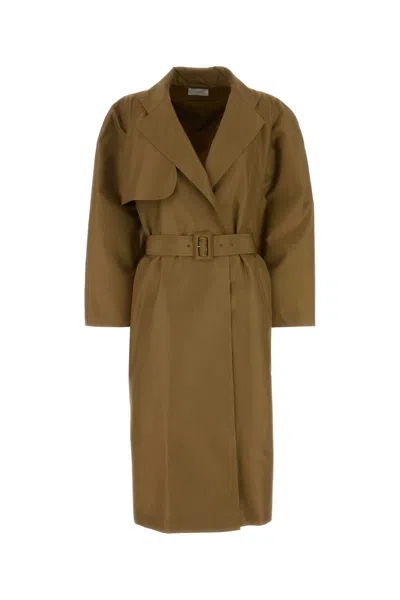 The Row Silk Trench Jacket In Brown
