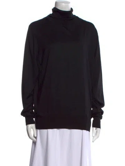 Pre-owned The Row Silk Turtleneck Sweater In Black