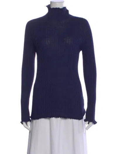 Pre-owned The Row Silk Turtleneck Sweater In Blue