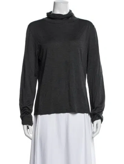 Pre-owned The Row Silk Turtleneck Top In Gray