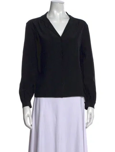 Pre-owned The Row Silk V-neck Blouse In Black