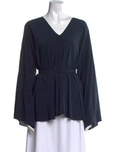 Pre-owned The Row Silk V-neck Blouse In Blue