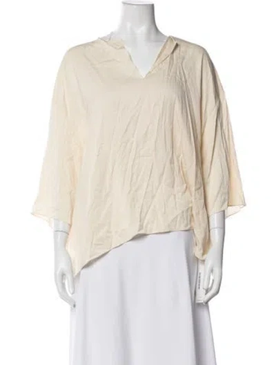 Pre-owned The Row Silk V-neck Blouse In Neutrals