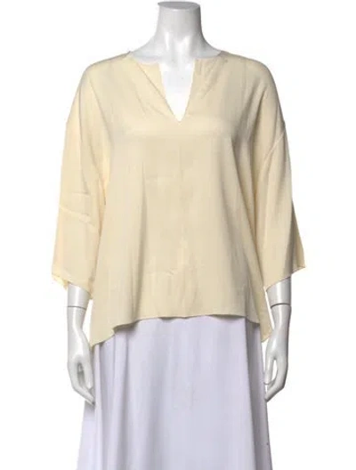Pre-owned The Row Silk V-neck Blouse In Neutrals