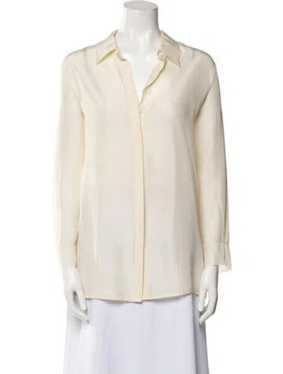 Pre-owned The Row Silk V-neck Button-up Top In Neutral