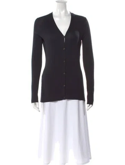 Pre-owned The Row Silk V-neck Sweater In Black