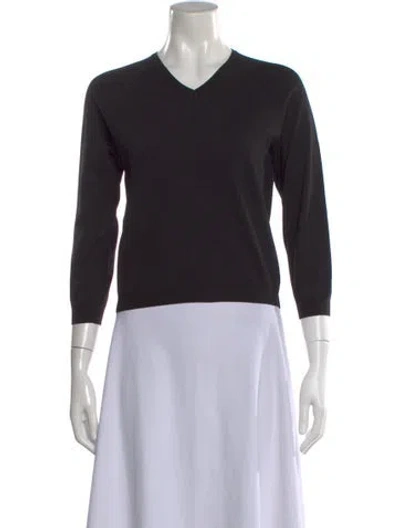 Pre-owned The Row Silk V-neck Sweater In Black