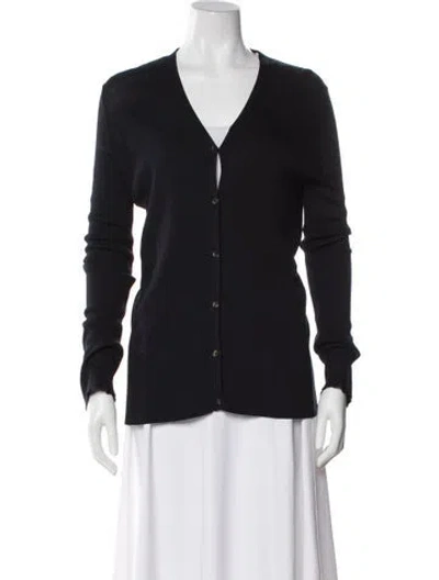 Pre-owned The Row Silk V-neck Sweater In Blue