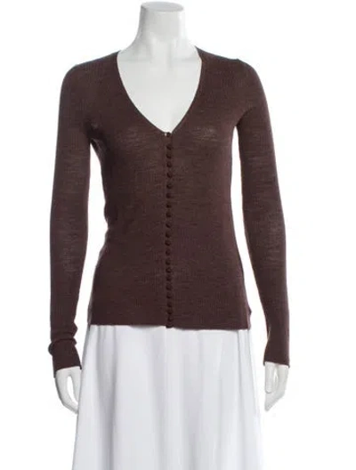 Pre-owned The Row Silk V-neck Sweater In Brown