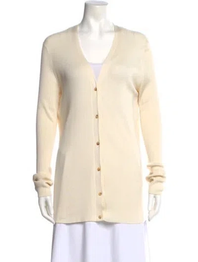 Pre-owned The Row Silk V-neck Sweater In Neutral
