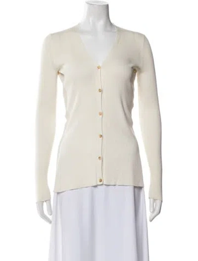 Pre-owned The Row Silk V-neck Sweater In Neutral