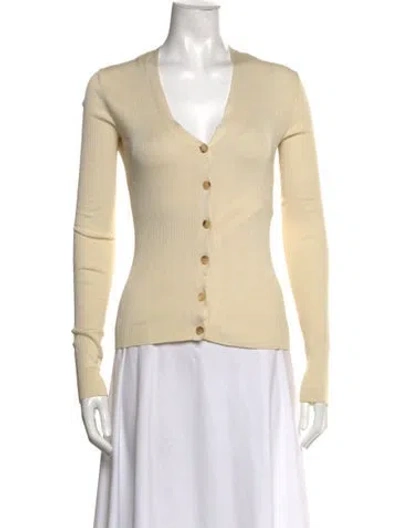 Pre-owned The Row Silk V-neck Sweater In Neutral