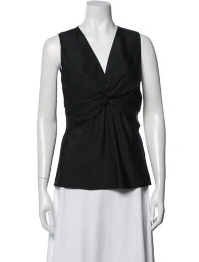 Pre-owned The Row Silk V-neck Top In Black