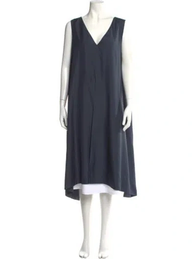 Pre-owned The Row Silk V-neck Top In Blue