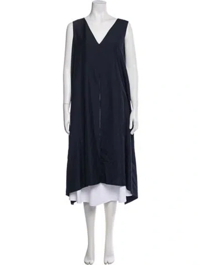 Pre-owned The Row Silk V-neck Top In Blue