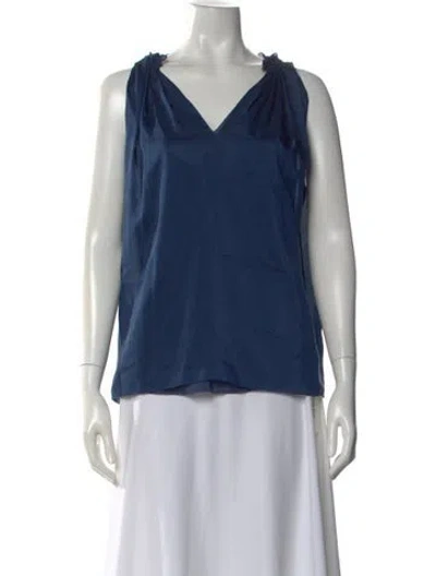 Pre-owned The Row Silk V-neck Top In Blue