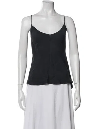 Pre-owned The Row Silk V-neck Top In Grey