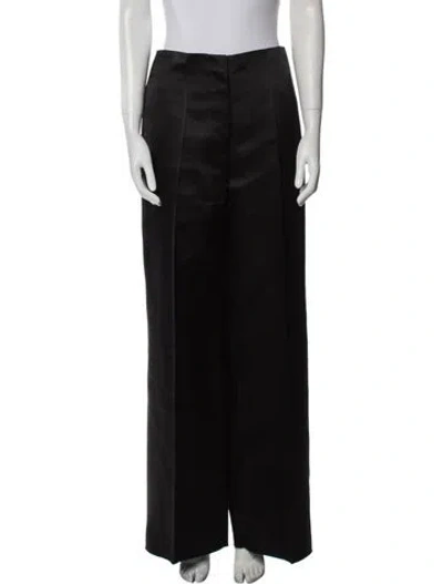 Pre-owned The Row Silk Wide Leg Pants In Black