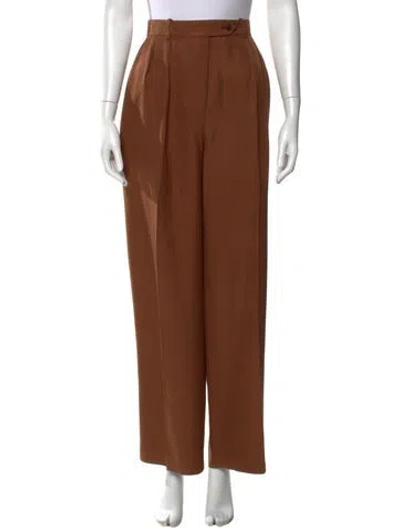 Pre-owned The Row Silk Wide Leg Pants In Brown