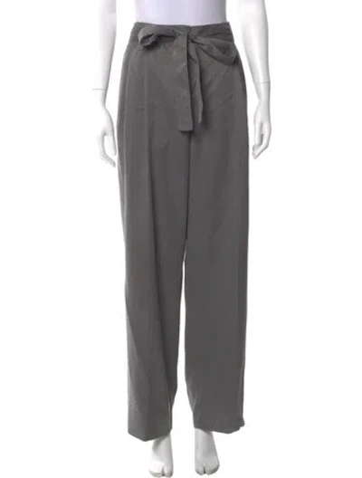 Pre-owned The Row Silk Wide Leg Pants In Gray
