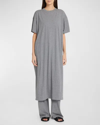 The Row Simo Cotton Jersey Long Dress In Pietra Melange