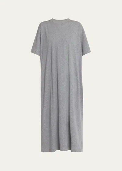 The Row Simo Short-sleeve Heathered Cotton Maxi T-shirt Dress In Gray