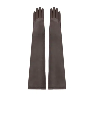 The Row Simon Leather Gloves In Black