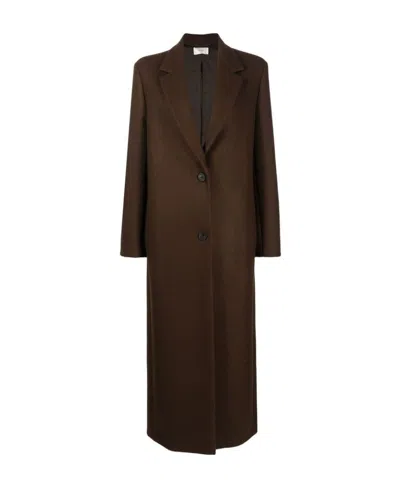 The Row Brown Brushed Coat In Dch Dark Chocolate
