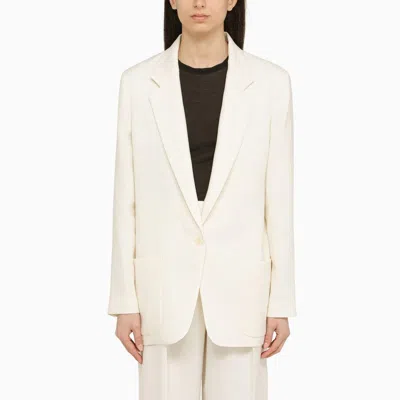 THE ROW THE ROW SINGLE-BREASTED WHITE LINEN JACKET WOMEN