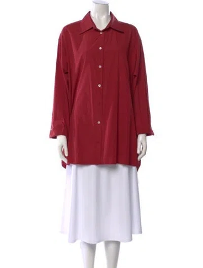 Pre-owned The Row Sisea Long Sleeve Button-up Top In Red