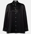 The Row Sisilia Oversized Silk Satin Shirt In Black