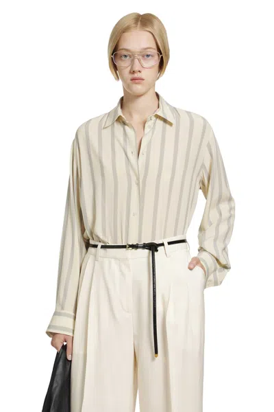 The Row Sisilia Pinstriped Silk Shirt In Neutral
